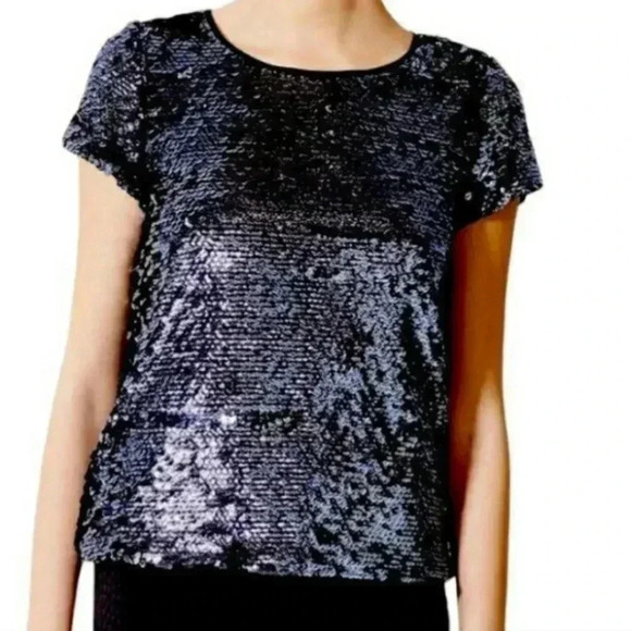 Anthropologie Leifsdottir Metallic Blue Sequin Top Concert Eras Tour - Picture 1 of 8